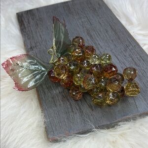 Vtg Decorative MCM faux acrylic beaded and wire Grapes with Leaves